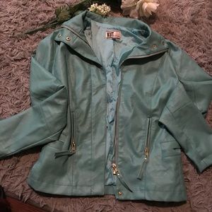 Kut from the cloth Turquoise faux leather jacket‼️